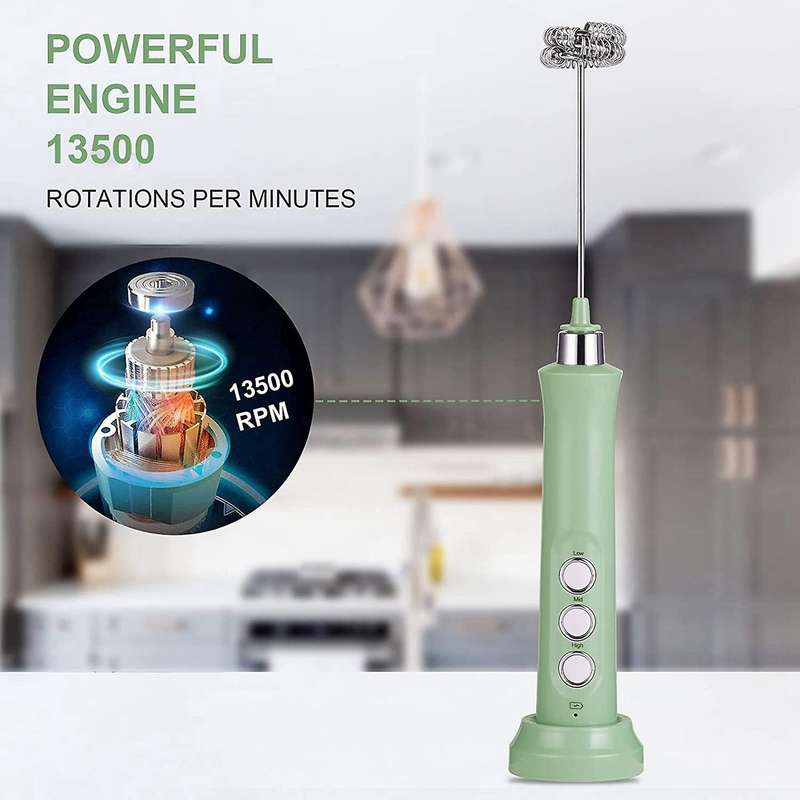 Milk Frother Handheld Electric Milk,3 Speeds Rechargeable Coffee Mixer for Coffee,Cappuccino,Matcha,