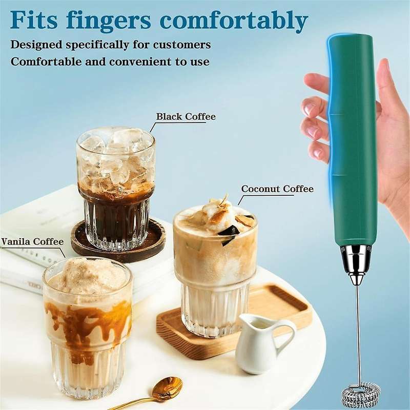 Milk Frother Handheld for Coffee, Electric Whisk, Drink Mixer with Stainless 3 Whisks, Rechargeable
