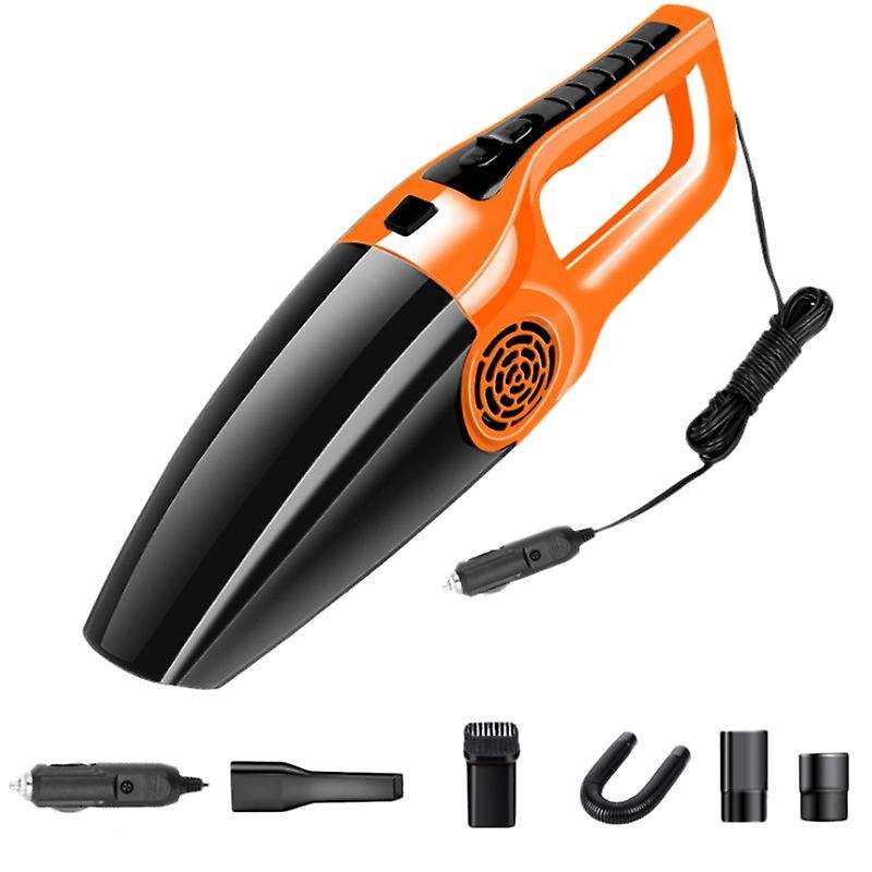 Mini 120W Car Vacuum Cleaner 3600Mbar Suction Wet & Dry Use Power Handheld Portable Vacuum Black&Ora