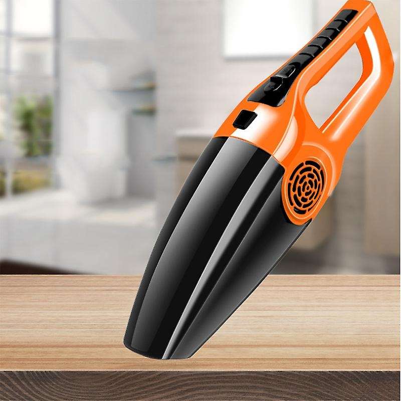 Mini 120W Car Vacuum Cleaner 3600Mbar Suction Wet & Dry Use Power Handheld Portable Vacuum Black&Ora