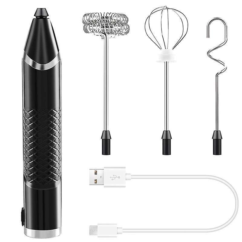 Milk Frother, USB Rechargeable LCD Hand Mixer with 3 Stainless Steel Whisk, 3 Speeds Handheld Frothe