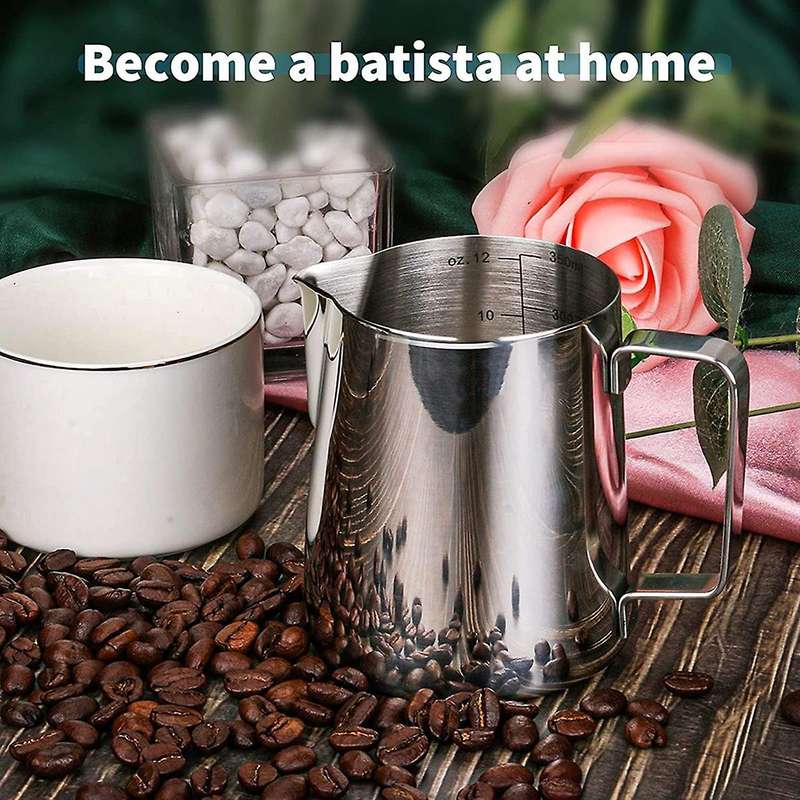 Milk Frothing Tank Stainless Steel Espresso Steaming Tank 12OZ/350ML for Espresso Machine Milk Froth