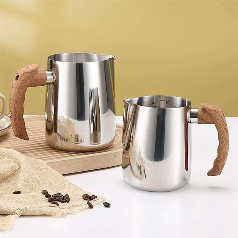 Milk Frothing Pitcher 20 Oz (600ml),espresso Steaming Pitchers with Anti-scald Handle, Milk Frother
