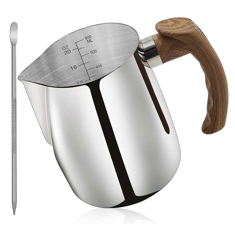 Milk Frothing Pitcher 20 Oz (600ml),espresso Steaming Pitchers with Anti-scald Handle, Milk Frother