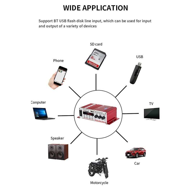 Mini 12v Car Audio Car Bluetooth Amplifier High Power Plug-in Card Bluetooth Amplifier for Home Use