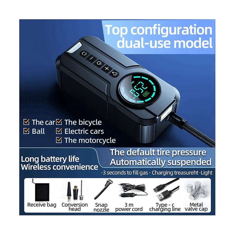 Mini 12v Multifunctional Tire Inflator Car Compressor Wireless Portable Tire Pump Car Tyre Inflator
