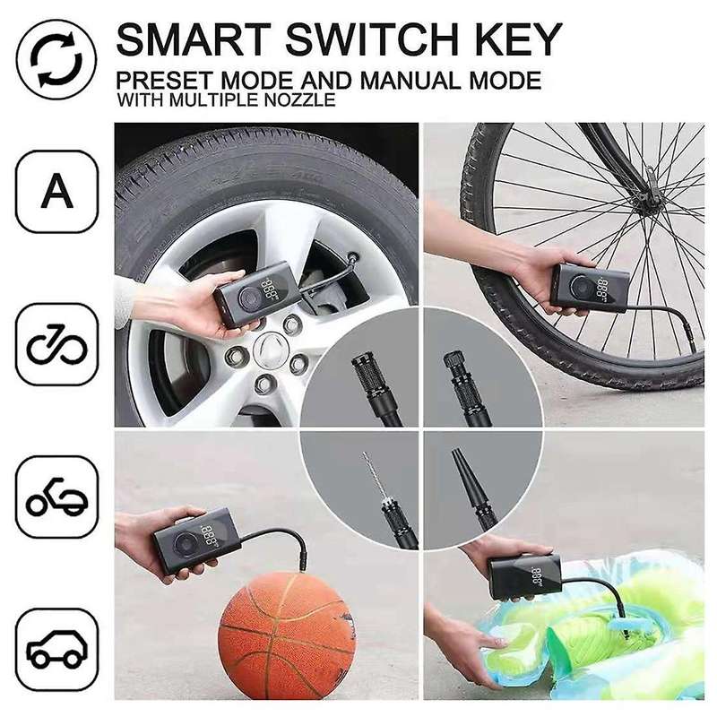 Mini Air Compressor Tire Inflator,150 PSI Cordless Automatic Air Pump,LCD Display Pressure Gauge for