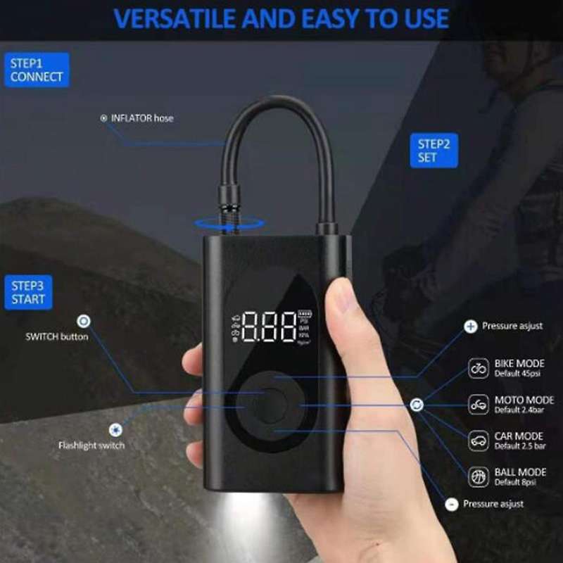 Mini Air Compressor Tire Inflator,150 PSI Cordless Automatic Air Pump,LCD Display Pressure Gauge for