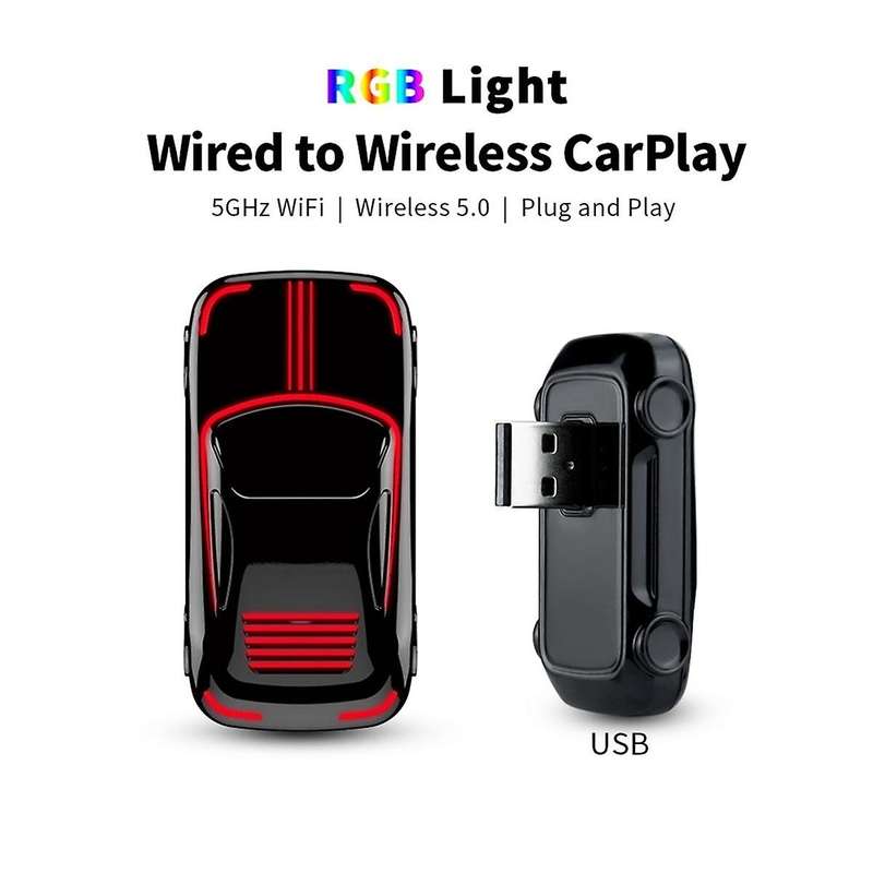 Mini Ai Box RGB Wireless Carplay Dongle Plug and Play Fast Connect Universal USB Automatic for Wired