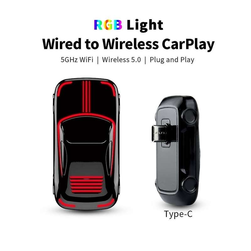 Mini Ai Box RGB Wireless Carplay Dongle Plug and Play Fast Connect Universal USB Automatic for Wired