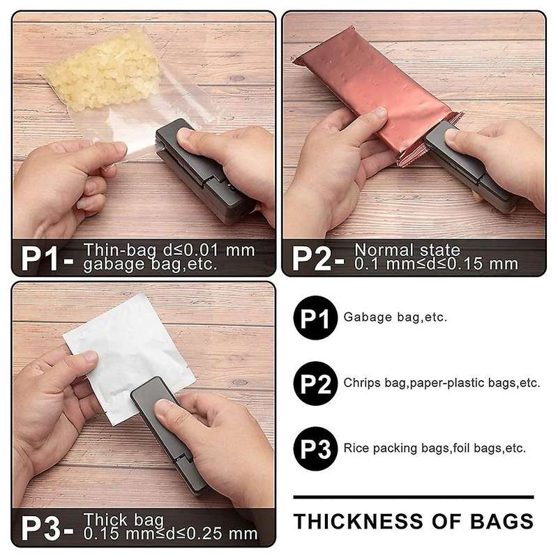 Mini Bag Sealer-2in1 Portable Rechargeable Handheld Vacuum Heat Sealers &cutter for Plastic Bag Foo