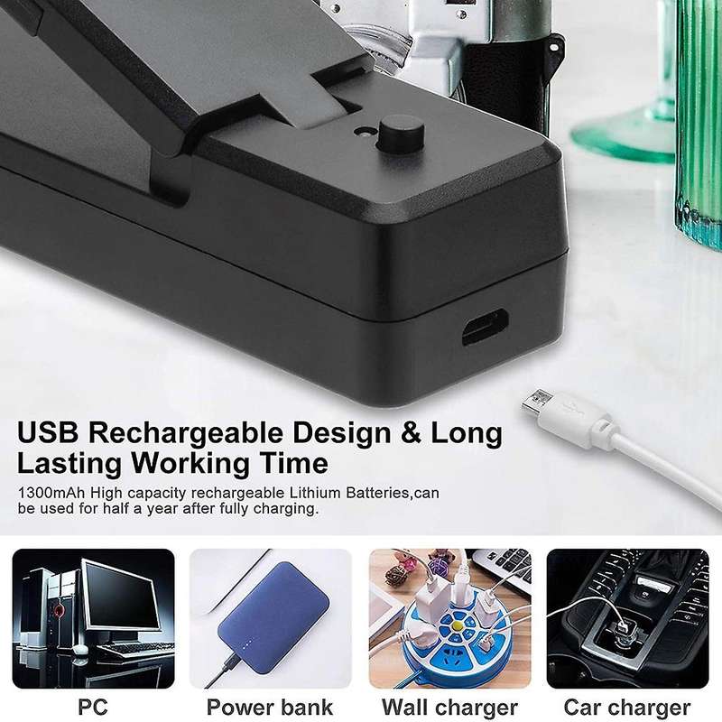 Mini Bag Sealer-2in1 Portable Rechargeable Handheld Vacuum Heat Sealers &cutter for Plastic Bag Foo