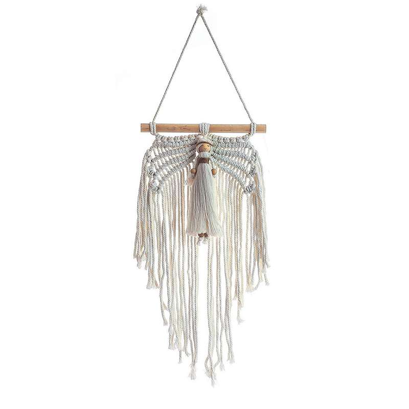Mini Angel Wing Tapestry Boho Hand-Woven Pendant Macrame Wall Hanging Bohemian Craft Room Decor Dorm