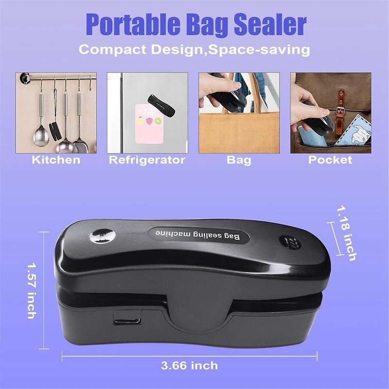 Mini Bag Sealer with Cutter,Rechargeable 2 in 1 Chip Bag Sealer,Portable Sealer Machine Kitchen Gadg
