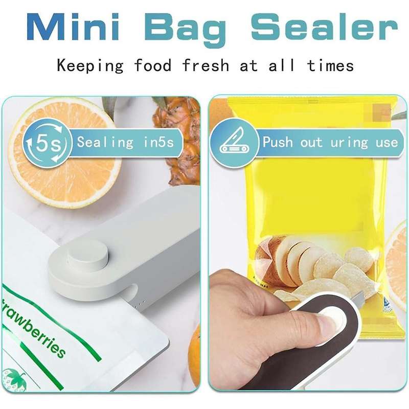 Mini Bag Sealer,2In1-Rechargeable Handheld Plastic Resealer, Vacuum Sealing Machine for Keeping Food