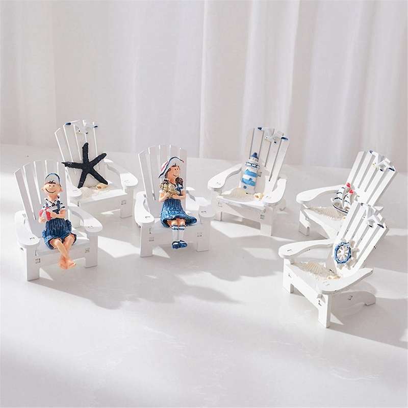 Mini Beach Chair, Mediterranean Beach Chair Home Decoration, Household Wooden Chair Craft Ornament T
