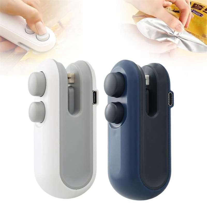 Mini Bag Sealer, 2-In-1 USB Charging Sealer, Portable Handheld Rechargeable Vacuum Food Sealer, Bag