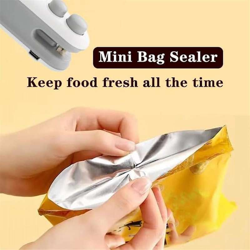 Mini Bag Sealer, 2-In-1 USB Charging Sealer, Portable Handheld Rechargeable Vacuum Food Sealer, Bag