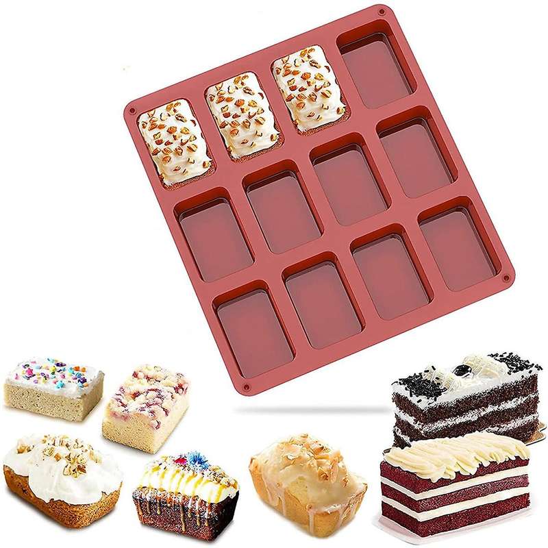 Mini Bread Pan 12 Cavities Non-Stick Mini Flat Bread Pan Silicone Mini Bread Baking Pan