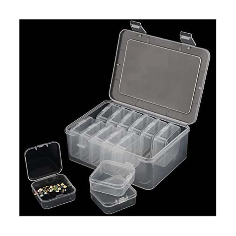 Mini Bead Storage Box, Clear Bead Storage Box with Lid, Rectangular Clear Diamond Jewelry Box, Cra