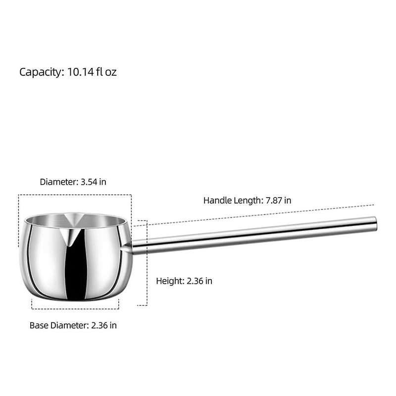 Mini Butter Warmer with Long Handle Induction Milk Warmer Pot Small Saucepan SUS316 Tri-Ply Stainles