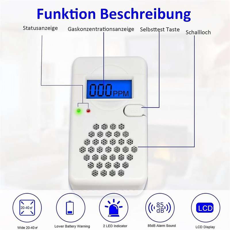 Mini Carbon Monoxide Detector Alarm with Digital LCD Display, CO Detector Alarm