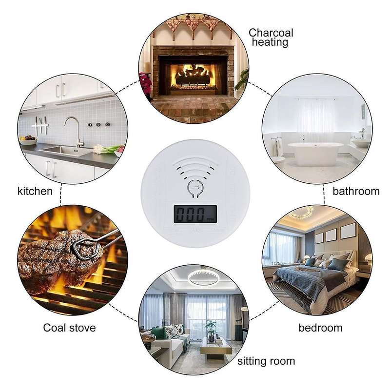 Mini CO Sensor Carbon Monoxide Alarm Detector Battery Powered with LED Digital Display Sound Warning