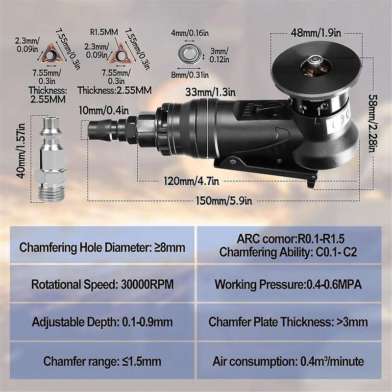 Mini Chamfering Machine, for Metal Trimming Arc Corner Deburring Linear Beveling Trimming (6xR+ 6xC