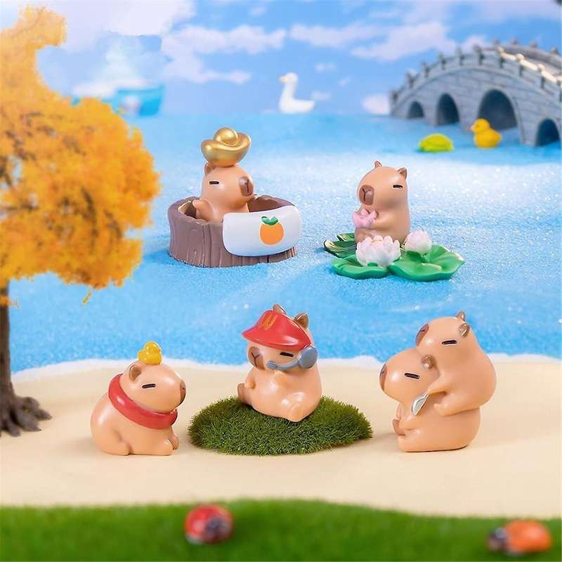 Mini Capybara Figures,Miniature Fairy Garden Accessories,Mini Figurines Kits, Potted Horticulture Or