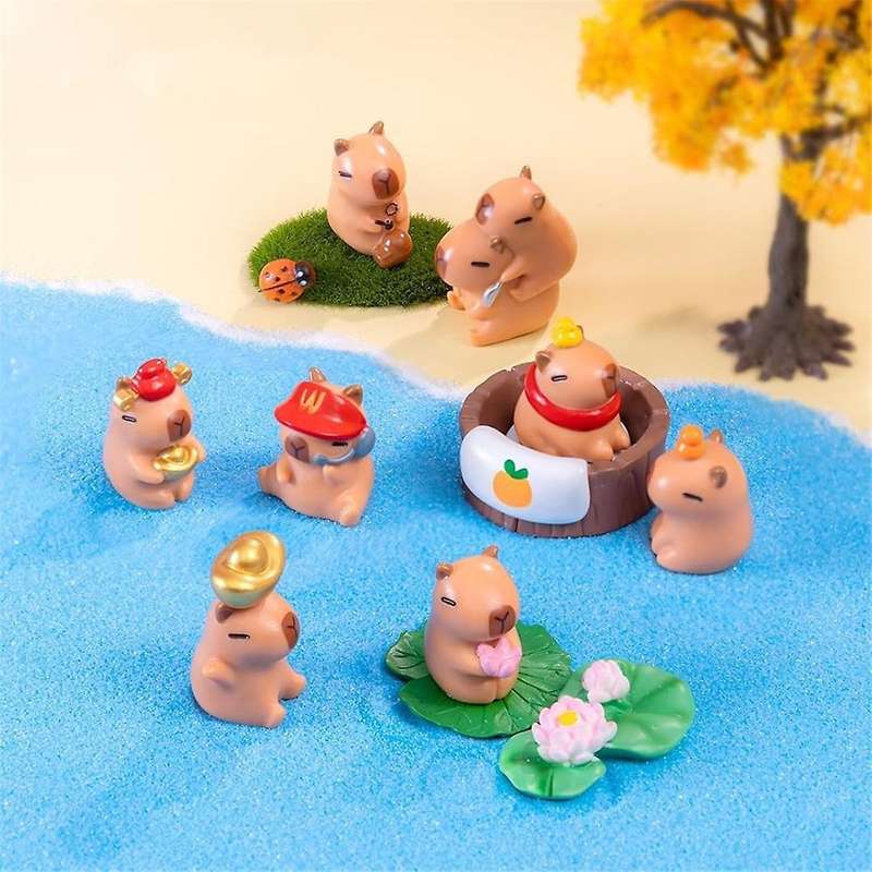 Mini Capybara Figures,Miniature Fairy Garden Accessories,Mini Figurines Kits, Potted Horticulture Or