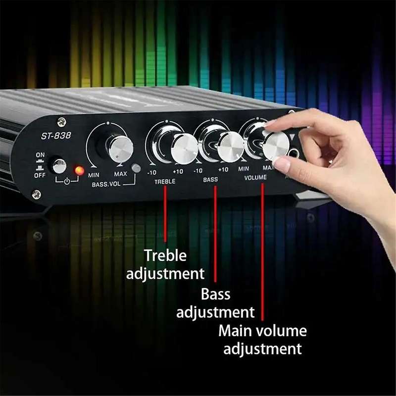 Mini Digital Power Audio Car Amplifier Blue Light Stereo Audio Amplifier for Home Theater Club Party