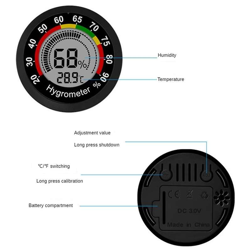 Mini Digital Indoor Thermometer Hygrometer Embedded High Precision Temperature and Humidity Instrume