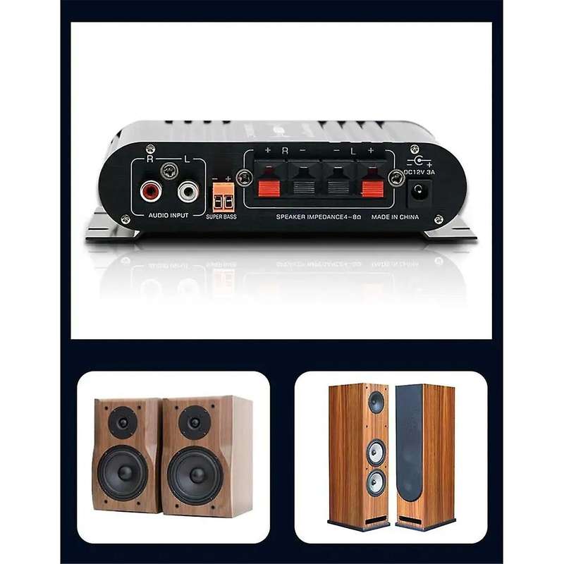 Mini Digital Power Audio Car Amplifier Blue Light Stereo Audio Amplifier for Home Theater Club Party