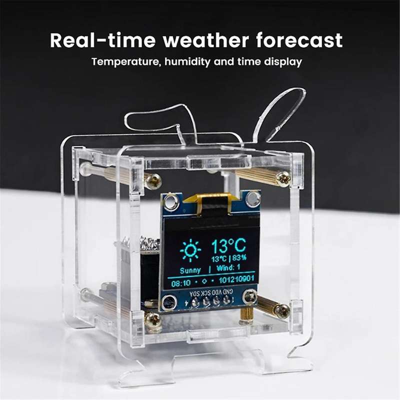 Mini Electronic Clock Diy Kit Oled 2.4g Wifi Time Temperature Humidity Date Week Weather Forecast I