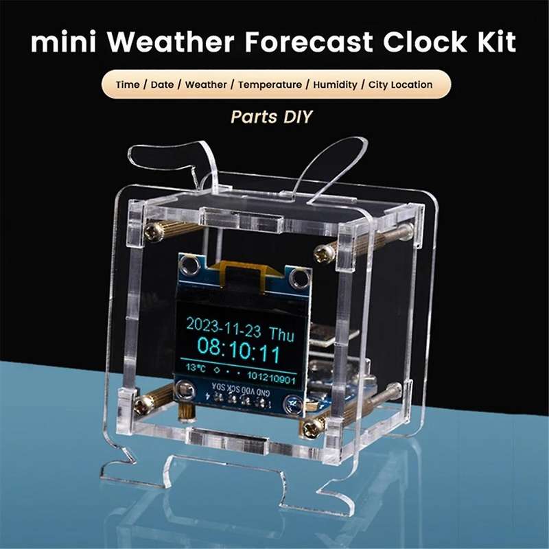 Mini Electronic Clock Diy Kit Oled 2.4g Wifi Time Temperature Humidity Date Week Weather Forecast I