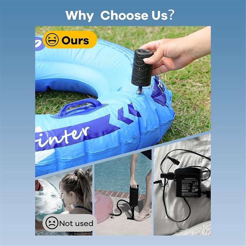 Mini Electric Air Pump for Inflatables Portable Air Mattress Pump Rechargeable Air Pump for Pool Flo