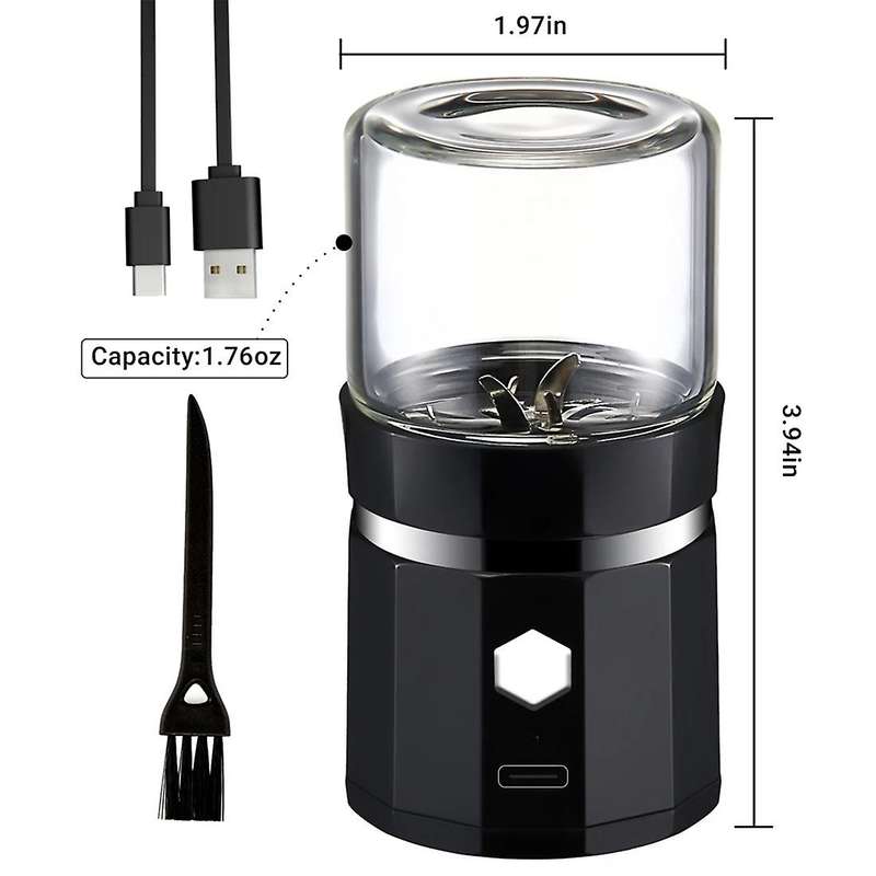 Mini Electric Grinder Portable Vanilla Grinder USB Rechargeable Mill with a Cleaning Brush for Tea