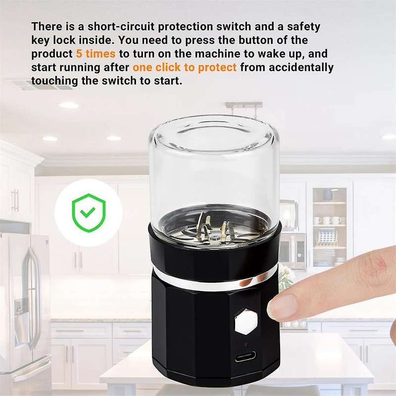 Mini Electric Grinder Portable Vanilla Grinder USB Rechargeable Mill with a Cleaning Brush for Tea