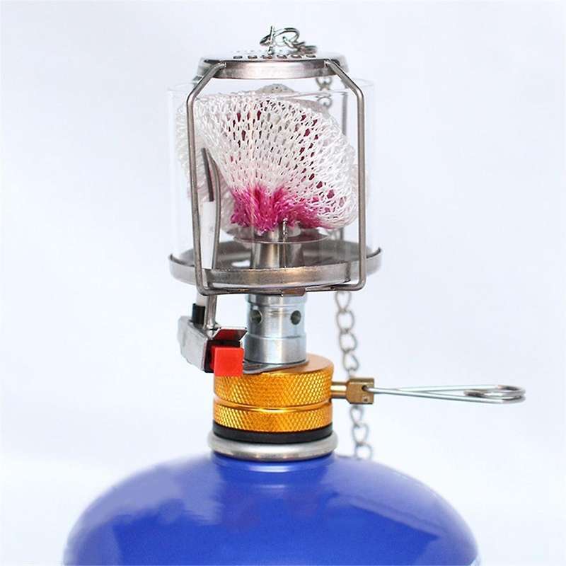 Mini Gas Lamp Outdoor Camping Lantern Tent Lamp Flashlight Hanging Mini Camping Portable Glass Lamp