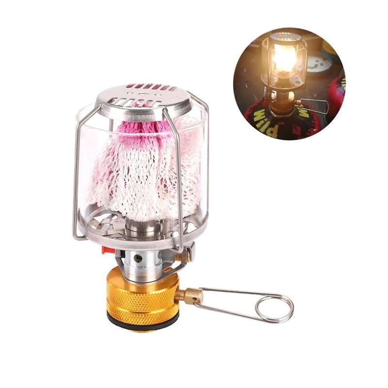 Mini Gas Lamp Outdoor Camping Lantern Tent Lamp Flashlight Hanging Mini Camping Portable Glass Lamp