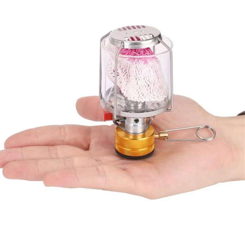 Mini Gas Lamp Outdoor Camping Lantern Tent Lamp Flashlight Hanging Mini Camping Portable Glass Lamp