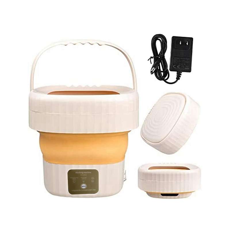 Mini Foldable Portable Small Bucket Washing Machine with Touch Screen and Drainer Basket for Campin