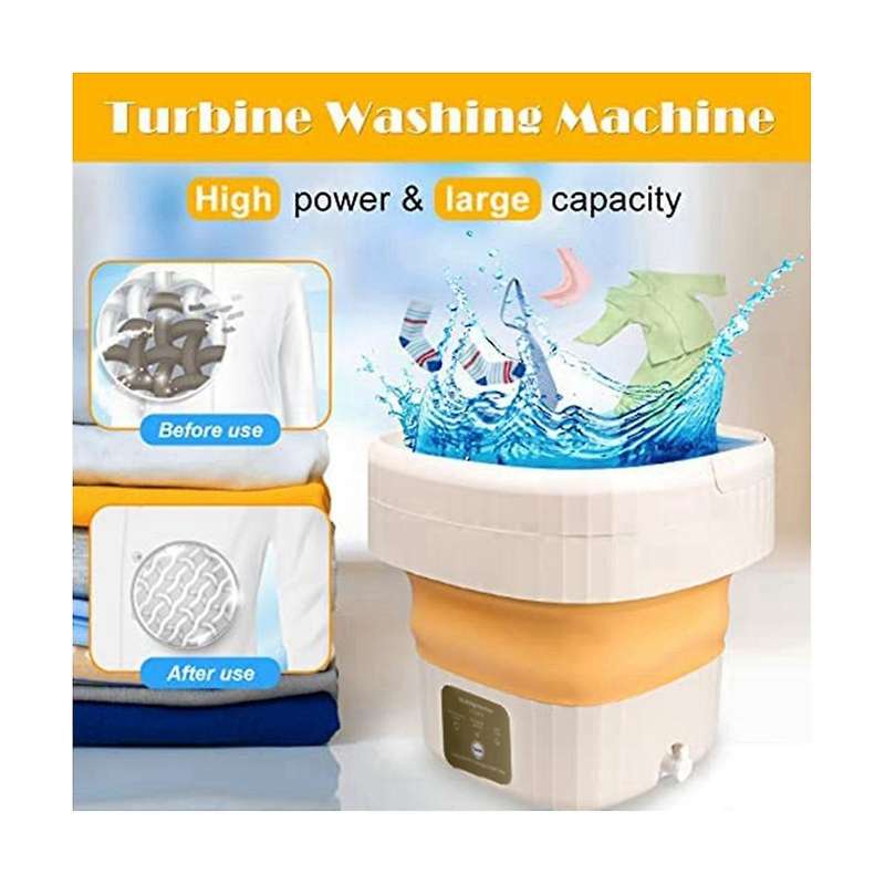 Mini Foldable Portable Small Bucket Washing Machine with Touch Screen and Drainer Basket for Campin