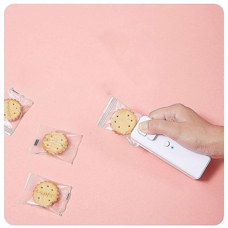 Mini Handheld Vacuum Sealer USB Rechargeable Portable Food Bag Sealer, 2 in 1 Heat Sealer and Cutter