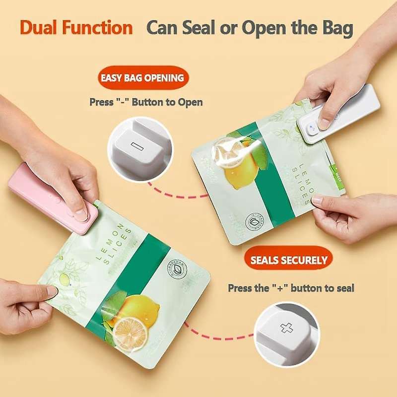 Mini Handheld Vacuum Sealer USB Rechargeable Portable Food Bag Sealer, 2 in 1 Heat Sealer and Cutter