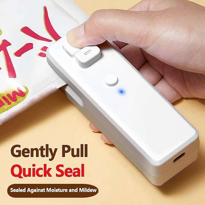 Mini Handheld Vacuum Sealer USB Rechargeable Portable Food Bag Sealer, 2 in 1 Heat Sealer and Cutter