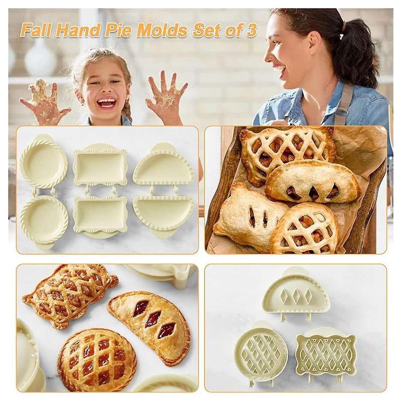 Mini Hand Pie Mold Set, Lattice Pocket Pie Press, Durable ABS Plastic Dough Mold