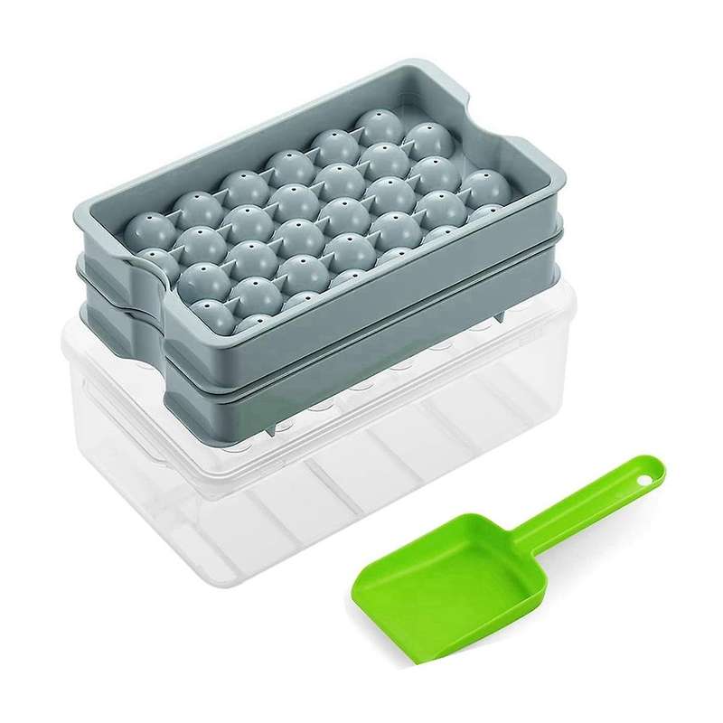 Mini Ice Cube Tray with Bin & Scoop, Ice Tray for Mini Fridge Freezer, Crushed Ice Tray for Chilling