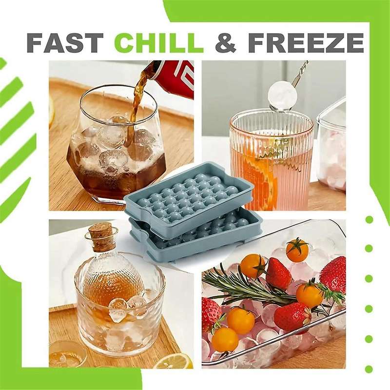 Mini Ice Cube Tray with Bin & Scoop, Ice Tray for Mini Fridge Freezer, Crushed Ice Tray for Chilling