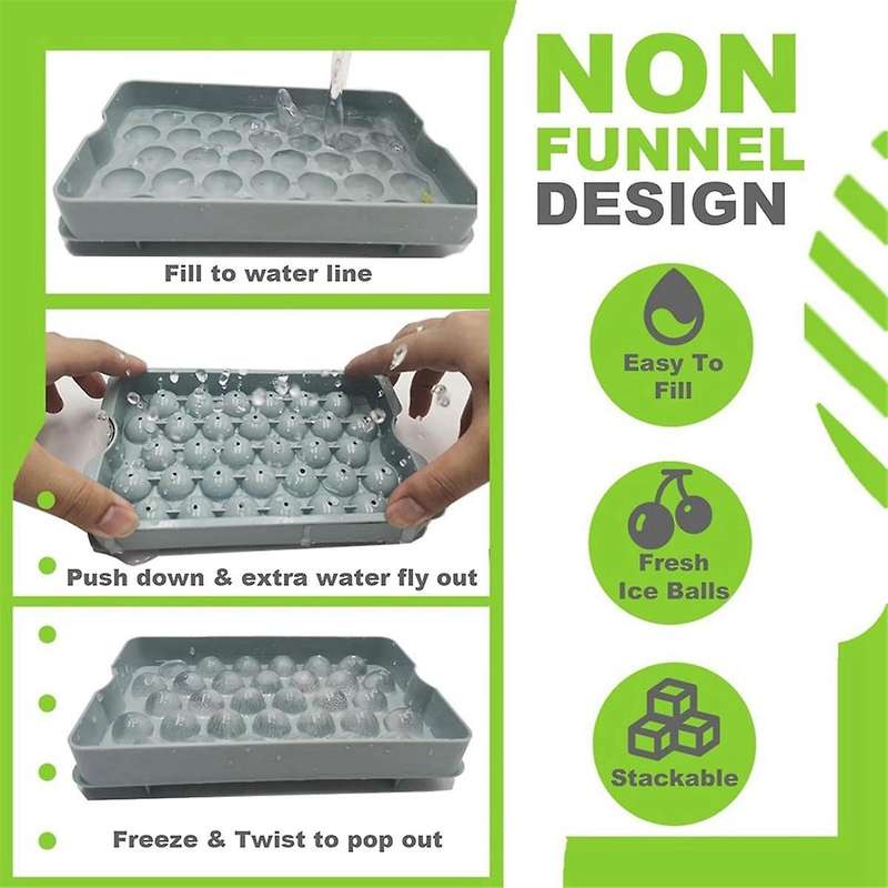 Mini Ice Cube Tray with Bin & Scoop, Ice Tray for Mini Fridge Freezer, Crushed Ice Tray for Chillin
